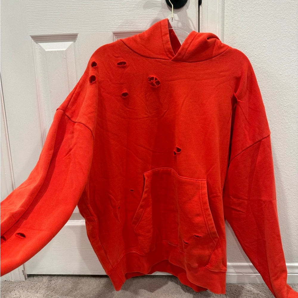 Fashion Nova Red Distressed Hoodie